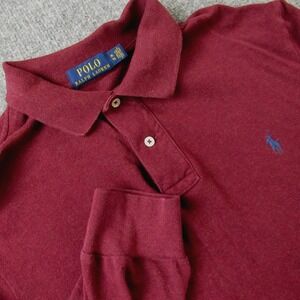 Polo Ralph Lauren Polo Shirt Men XL Burgundy Long Sleeve Embroidered Pony Preppy